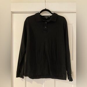 Banana Republic Black Long-Sleeve Polo